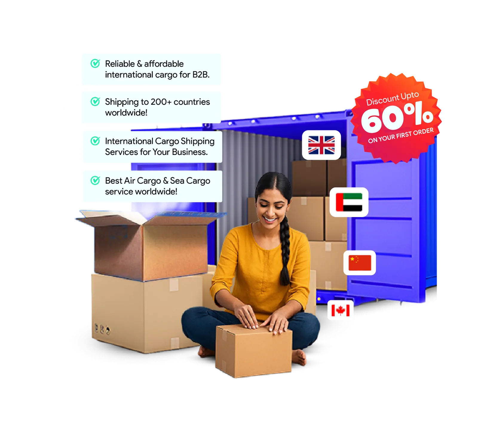 XtraMiles international cargo shipping to 220+ countries including the UK, UAE, China and Canada