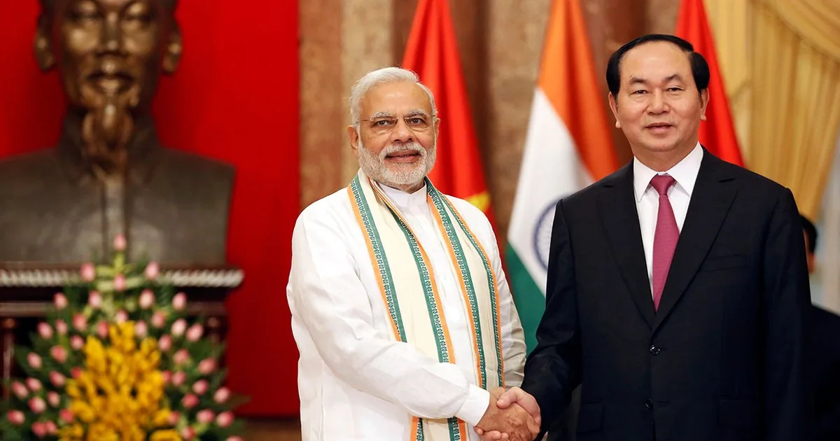 Leaders of India & Vietnam having trade talks.